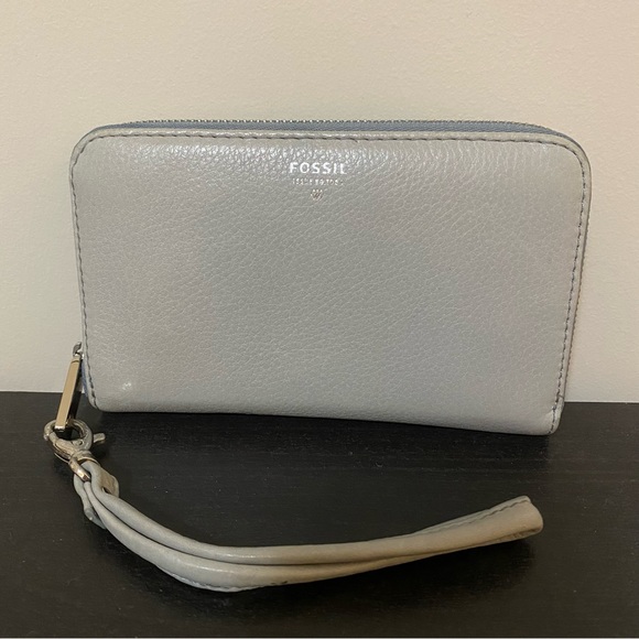Fossil grey-blue leather wallet (phone wallet) - Picture 2 of 16